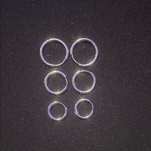 Set of Silver Hoop Earrings